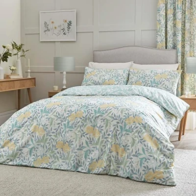 Immagine di Dreams &amp; Drapes Design Sandringham Set copripiumino reversibile, per letto king size, colore: verde uovo d&#039;anatra