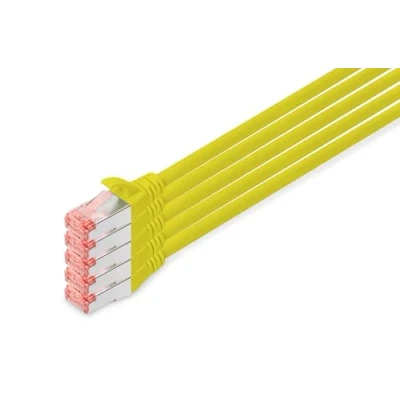Immagine di Digitus DK 1644 100 Y 5 RJ45 cavo di rete, patch CAT 6 S/FTP 10.00 m Giallo Schermatura a fogli, totale, Schermato, Privo alogeni, Simplex,