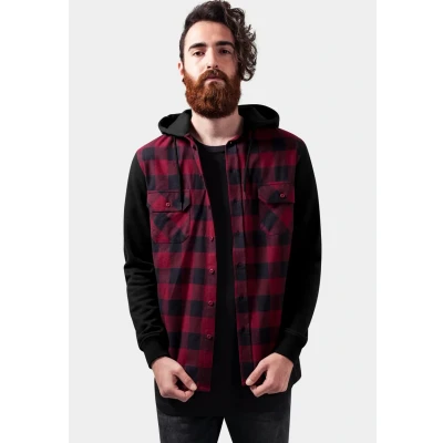 Immagine di Urban Classics Checked Felpa con zip, Uomo, Taglia: Large, Blk/burgundy/blk