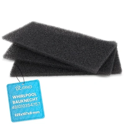 Immagine di DL pro 3 filtri in schiuma, 225 x 107 8 mm, per Whirlpool Bauknecht 481010354757, filtro spugna, schiuma filtrante su scambiatore di calore, asciugatrice