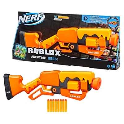 Immagine di NERF Roblox Adopt Me!: Bees! Lever Action Dart Blaster, Rotating 8 Drum, Elite Darts