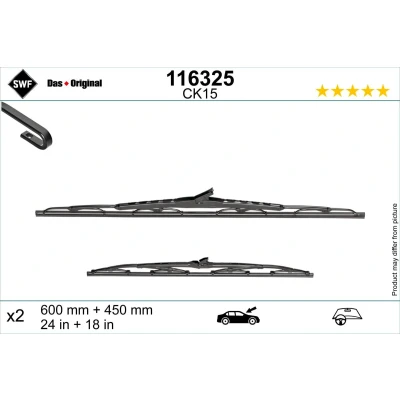 Immagine di Tergicristalli Swf 116325 600, 450mm anteriore Spazzola tergi a staffa CITROËN: C3 I Hatchback, C2 Enterprise, MAZDA: 3 Hatchback
