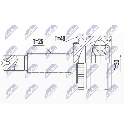 Immagine di NTY NPZ KA 367 Kit Giunto Omocinetico Assale anteriore, anteriore Sx, Dx KIA: RIO 3 Stufenheck,
