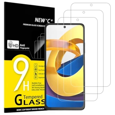 Immagine di NEW&#039;C 3 Pezzi, Vetro Temperato per Xiaomi Poco M4 Pro 5G, X4 GT, Pellicola Prottetiva Anti Graffio, Impronte, Senza Bolle, Durezza 9H, 0,33mm Ultra Trasparente, Resistente