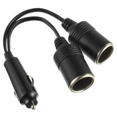 Immagine di HUAREW Adattatore per presa accendisigari auto da 12 V/24 V Maschio a Femmina, femmina 2 vie accendisigari,da con Fusibile