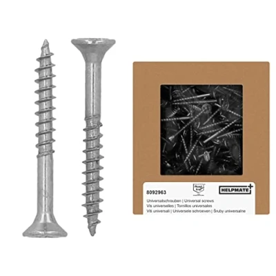 Immagine di HELPMATE Viti universali a testa svasata 3,5 x 30 in acciaio inox A2 antiruggine 400 per legno con attacco PZ 2 e filettatura parziale truciolato interni ed esterni