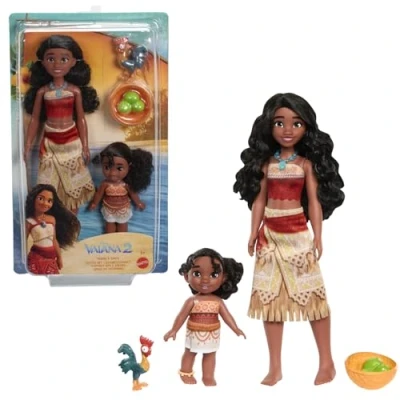 Immagine di Mattel Disney Oceania 2 Set Sorelle con bambole look caratteristici, Hei Hei, noce di cocco e cesto, ispirato al film, JBT66