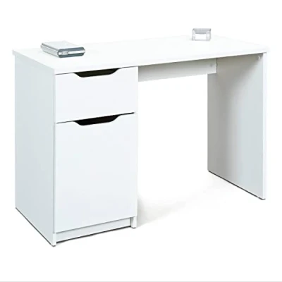 Immagine di Dmora Scrivania con cassetto e Anta Laterale, Colore Bianco, cm 115 x 76 55