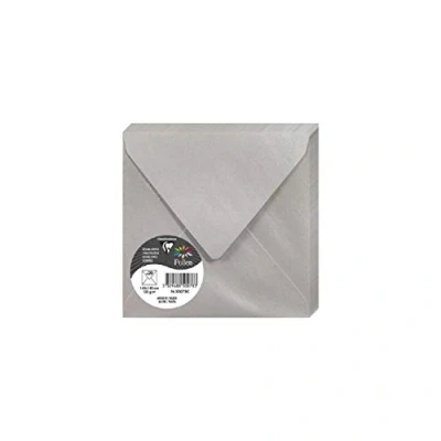 Immagine di Clairefontaine 50078C Pacco da 20 Buste gommate Formato Quadrato (14x14cm) 120g/m² Colore Argento InvitI Eventi e Corrispondenza Gamma Pollen Carta Premium Liscia