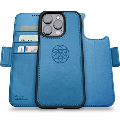 Immagine di dreem Fibonacci iPhone 14 Pro Max Custodia a portafoglio / 2 in 1 MagSafe antiurto e Folio staccabile pelle vegana di lusso con protezione per carte RFID supporto Ardesia