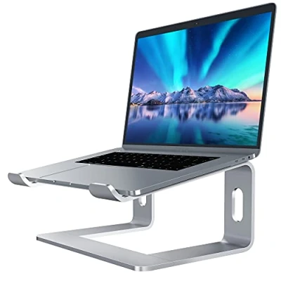 Immagine di Soundance supporto da scrivania in alluminio, compatibile con Mac MacBook Pro Air Apple Notebook, ergonomico metallo, per PC desktop 10 a 15,6 pollici, LS1 Aluminum Silver