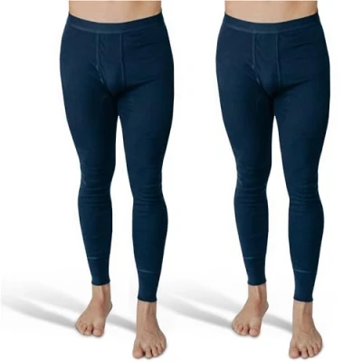 Immagine di SES mutande lunghe da uomo a costine sottili, confezione 2 pezzi, S 4XL con apertura e vita morbida in cotone/comode uomo, gamba lunga, Blu marino, M