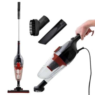 Immagine di SOGO ciclonico Verticale 600 W, efficienza energetica A+. Scopa aspirapolvere Manuale, 2 in 1, con Contenitore di 0,8 l, Filtro HEPA, Cavo da 4,5 m. Colore: Nero