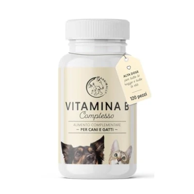 Immagine di integratori per cane con vitamine e gatto 120 compresse integratore complesso vitamina B include B1,B2, B3, B5, B6, B9, B12 cani anziani gatti