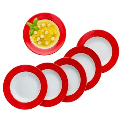 Immagine di MamboCat Set di 6 piatti fondi in porcellana colorata per persone, rotondi colorati insalata, zuppa, cereali, pasta &amp; Co. colazione, pranzo e pane da sera