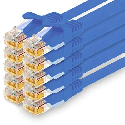 Immagine di 1CONN cavo di rete da 2,0 m, Ethernet, LAN e patch per la massima velocità Internet collega tutti i dispositivi con presa RJ 45 blu 10 pezzi