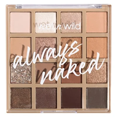 Immagine di Wet n Wild Always Naked Eyeshadow Palette, Palette Ombretti in 16 Colori Neutri Sfumabili con Finish Matte, Shimmer e Glitterati per Look Soft Glam, Occhi Nude
