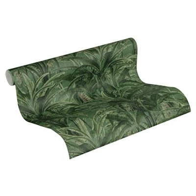 Immagine di Carta da parati Jungle Greenery A.S. Création tessuto non 10.05 m x 0.53 Verde Prodotto in Germania 364802 36480 2