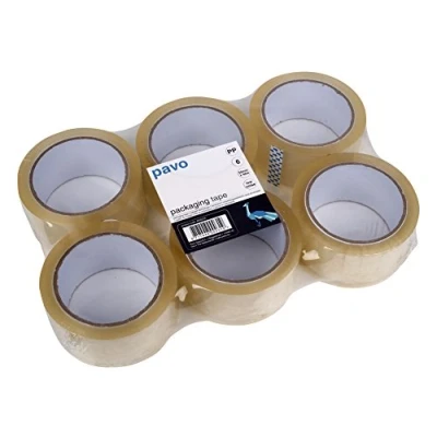 Immagine di Pavo 6 rotoli di nastro adesivo Premium PP, a basso rumore, 66 m, 50 mm, trasparente, 8000319
