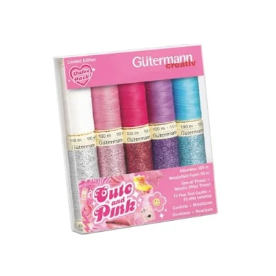 Immagine di Gütermann Creativ Cute and Pink Set di Fili da Cucire Filo Universale e Effetto Metallico per Progetti Cucito, Poliestere, 10 Bobine 1