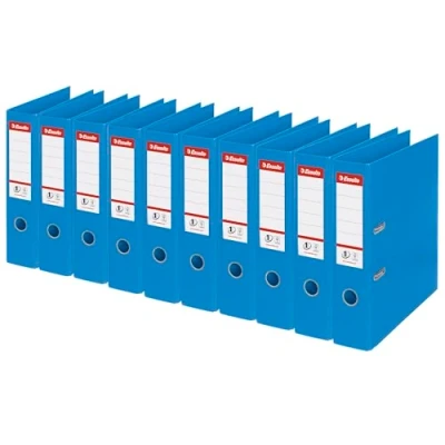 Immagine di Esselte Raccoglitore a Leva Formato A4, in Plastica con Dorso da 7.5 cm, Pacco 10, Azzurro, 624067