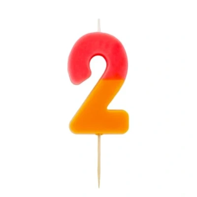 Immagine di Talking Tables Candela per torte con numero 2, arancione e rosa, decorazione torta di compleanno feste bambini, ragazzi, ragazze, 21 festa, anniversario, pietra miliare