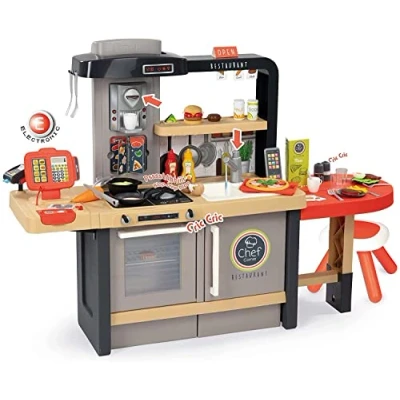 Immagine di Smoby Chef Corner Restaurant, 7600312303, + 3 Anni, 70 Accessori Inclusi, Tre Aree Gioco: per Cucinare, Servire e Cassa