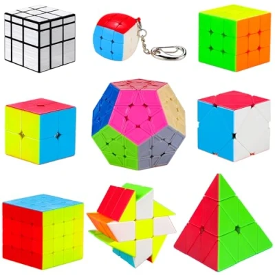 Immagine di Coolzon Speed Puzzle Cube Set, Set di Cubo Magico 2x2 3x3 4x4 Pyraminx Megaminx Mirror Fenghuolun Skewb Fisher Mini Cubo, Magic Regali per Bambini Adulti, 9 Packs
