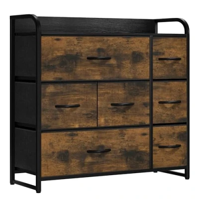 Immagine di YITAHOME Cassettiera in Tessuto, armadietto con 7 cassetti, per Corridoio vano contenitore tessuto soggiorno, camera da letto, cameretta dei bambini, marrone rustico