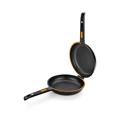 Immagine di BRA Efficient Duo Padella per Frittata da 24 cm, Fusione di Alluminio, Antiaderente Platinum Plus Senza Pfoa, Adatta a Tutti i Piani Cottura e Induzione, Nera