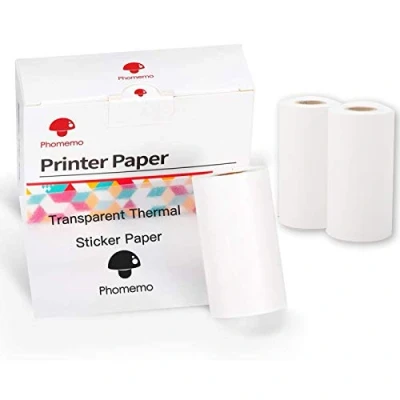 Immagine di Phomemo Carta per Stampante M02/M02Pro/M02S/M03/M03AS/M04S/M04AS Mini Adesiva, Trasparente, 3 Rotoli