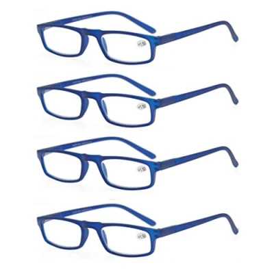 Immagine di MODFANS Confezione da 4 Occhiali Lettura 2.0 per Uomo/Donna, Cerniera a Molla,Leggera,Visione Chiara,Lente Trasparente con Custodia,Colore Blu