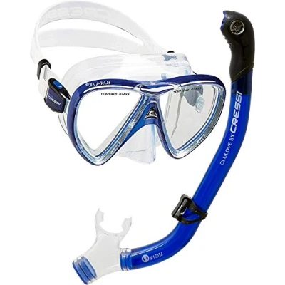 Immagine di Cressi Ikarus &amp; Orion, Scuba/Snorkeling Combo Unisex Adulto, Trasparente/Blu Traslucido, Taglia Unica
