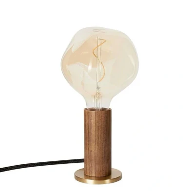 Immagine di lampada da tavolo Tala Knuckle, in vetro trasparente, noce