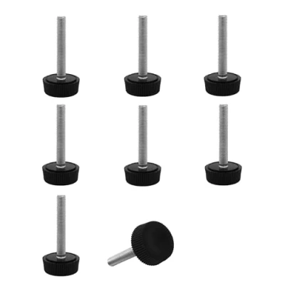 Immagine di SKIR&#039;CO 8 piedini di livellamento per mobili, M5 x 30 mm, gambe rotonde regolabili in metallo, stelo filettato M5, piedino livellatore