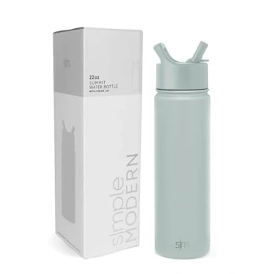 Immagine di Simple Modern Bottiglia d&#039;Acqua con Cannuccia, Termos in Acciaio Inossidabile Isolato per Sport e Palestra, Summit Collezione, 650ml, Forest