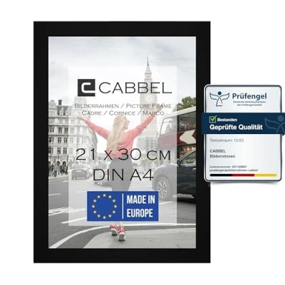 Immagine di CABBEL confezione singola (1 pz.) Cornice DIN A4 21x30 in legno MDF nero con plexiglass infrangibile/moderno