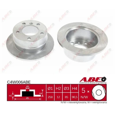 Immagine di ABE C4W006ABE Disco freno Assale posteriore 258 12 5 pieno ad alto tenore di carbonio con bulloni/viti