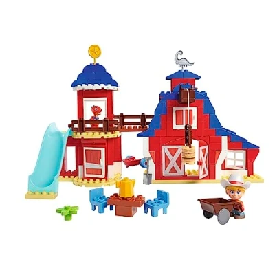 Immagine di Big Bloxx Dino Ranch Clubhouse Set da gioco XXL (168 mattoni) per club house di grandi dimensioni con più livelli, figura giocattolo Jon, Figure Flash e accessori, bambini 18 mesi a 5