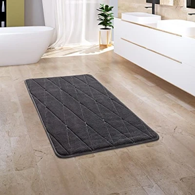 Immagine di Paco Home Tappeto Bagno Tappetino da Doccia Morbido Memory Foam Effetto 3D Lavabile, Dimensione:60x100 cm, Colore:Antracite 3