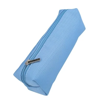 Immagine di Online astuccio di alta qualità, stile retrò, blu, elegante per ragazzi e ragazze, con pratica chiusura lampo, 1 scomparto ideale scuola, università ufficio