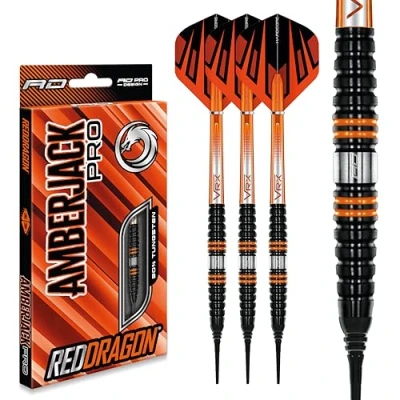 Immagine di RED DRAGON Amberjack PRO 2 Softip da 18 Grammi Set di Freccette in tungsteno Premium con Alette e steli