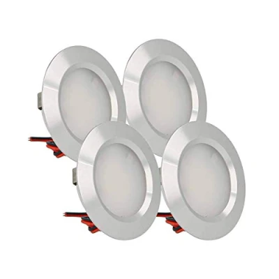 Immagine di LEDLUX 4 Pezzi Mini Faretto Led Da Incasso Rotondo Slim 3W DC 12V 24V Foro 50mm Per Luci Cucina Bagno Camper (Argento, 6000K)