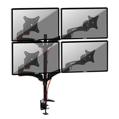 Immagine di Duronic DM454 BK Braccio per 4 monitor da 13 a 27 pollici Supporto schermi doppio Inclinazione e altezza regolabile VESA 75 100 ergonomico articolato PC nero