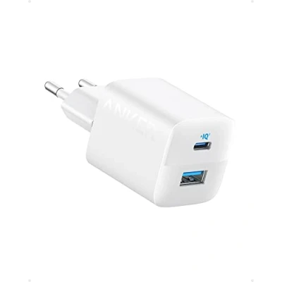 Immagine di Anker Caricatore iPhone USB C 323 (33 W), compatto, con 2 porte per 15/15 Plus / 15 Pro Max /14/13, Pixel, Galaxy, iPad/iPad Mini e altro (senza cavo) Bianco