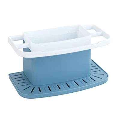 Immagine di WENKO organizzatore per lavello Cosmo, pratico in plastica di alta qualità, con tanto spazio detersivo piatti, straccetto, spugnetta, misura 21x11x11,5cm, blu