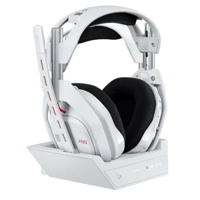 Immagine di Logitech G Astro A50 Cuffia con microfono gaming wireless LIGHTSPEED + base di ricarica (Gen 5), PRO GRAPHENE, passaggio fra 3 sistemi, USB C, Xbox, PS5, PC/Mac o Nintendo Switch, Bluetooth Bianco