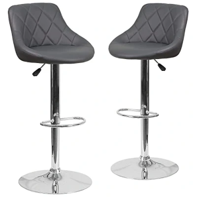 Immagine di Flash Furniture Caldwell Sgabello da bar in vinile, altezza regolabile, con base cromata, 2 pezzi