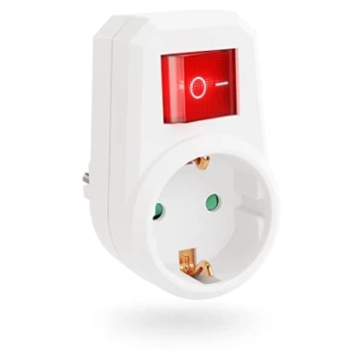 Immagine di greate presa con interruttore a 2 poli elettrica commutabbile risparmio energetico adattatore bianco salvaspazio