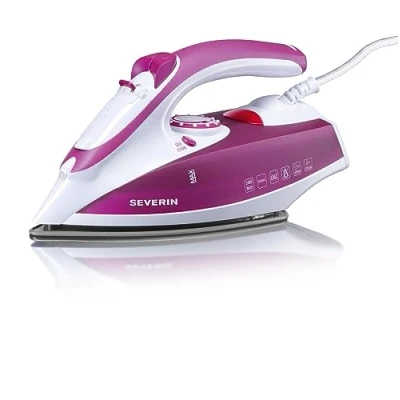 Immagine di SEVERIN BA 3243 Ferro da stiro a vapore e secco 2400W con getto fino 70g/min, serbatoio 200 ml, autopulente, piastra in ceramica, Bianco/viola